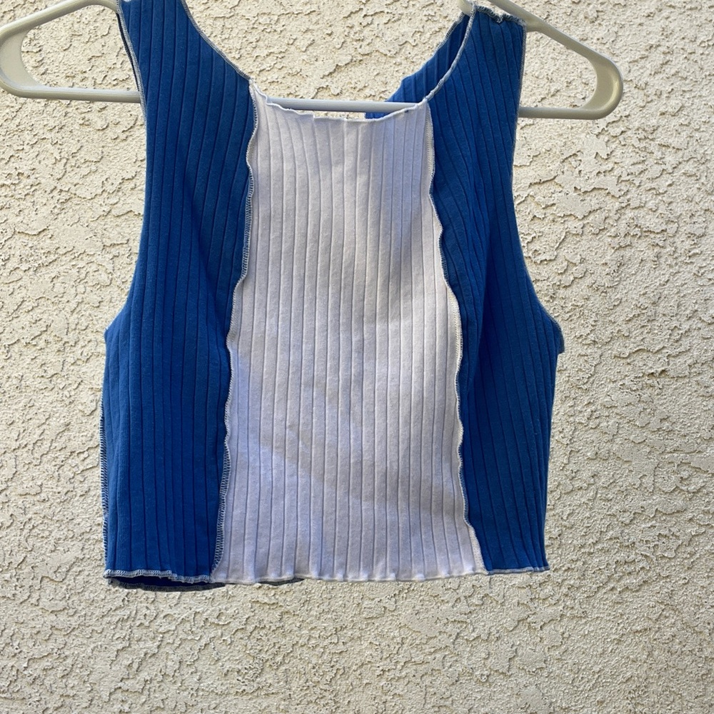 Blue and white crop top